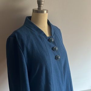 Retro Blue Wool Swing Coat